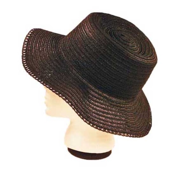 WIDE BRIM HAT, BLACK, SIZE MEDIUM, FINE WEAVE, GLORIA VANDERBILT, TAGS ON, NEVER - Picture 4 of 6